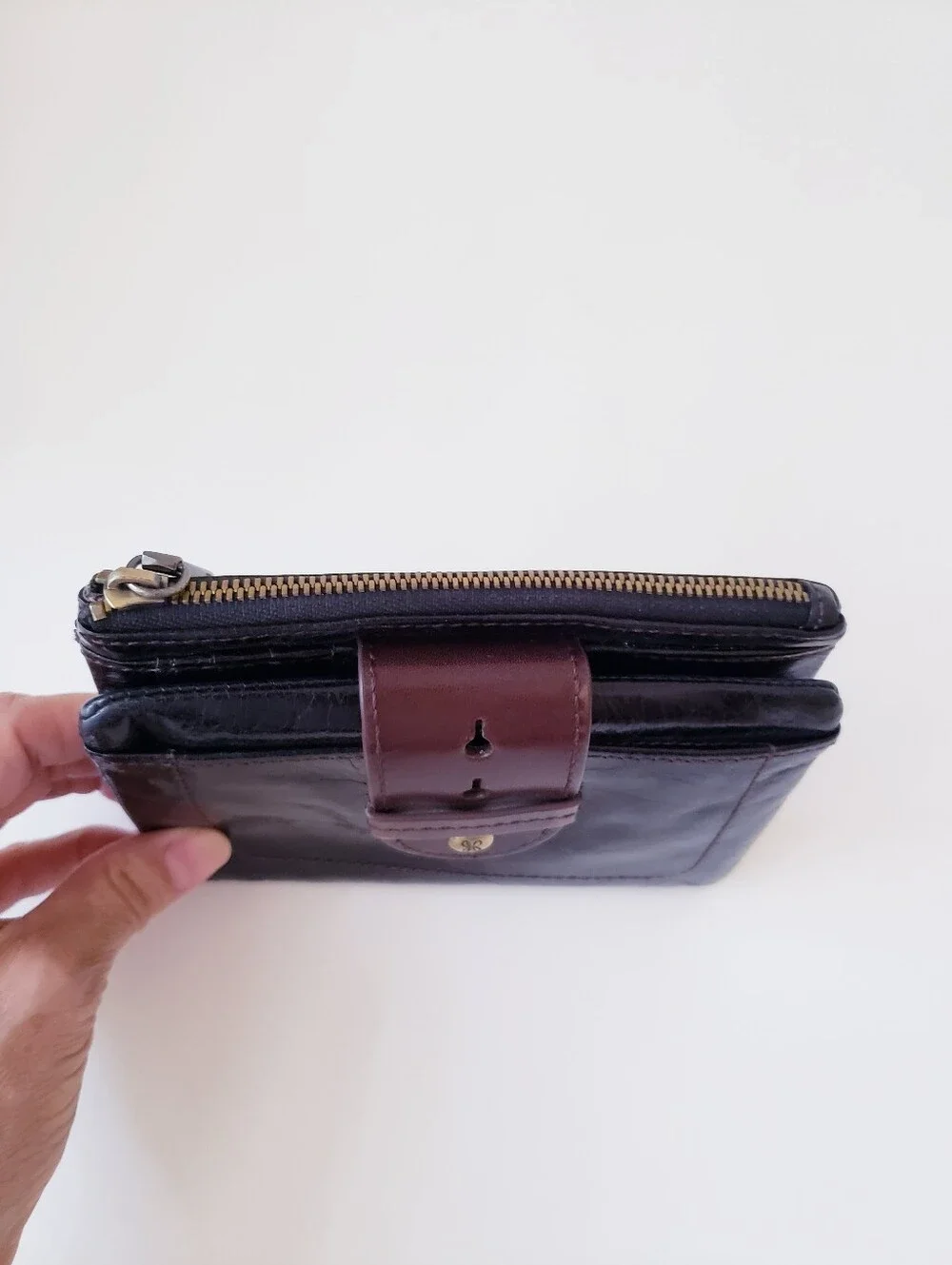 HOBO Black Brown Leather Wallet